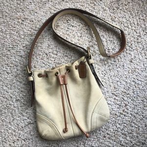 Rare suede Coach crossbody bucket bag